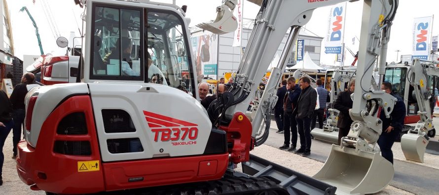 Takeuchi premiered the all-new TB 220e lithium-ion battery excavator at Bauma 2019