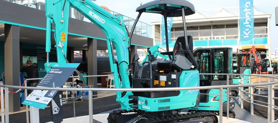 Kobelco debuted its first electric powered 17SR mini excavator concept at Bauma 2019