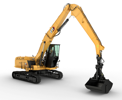 Noul excavator pe șenile pentru manipularea materialelor Cat MH3295 pentru aplicații portuare și depozite de fier vechi