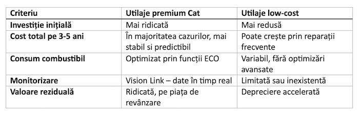 Utilaje premium vs low-cost: unde se văd diferențele după câțiva ani de exploatare?